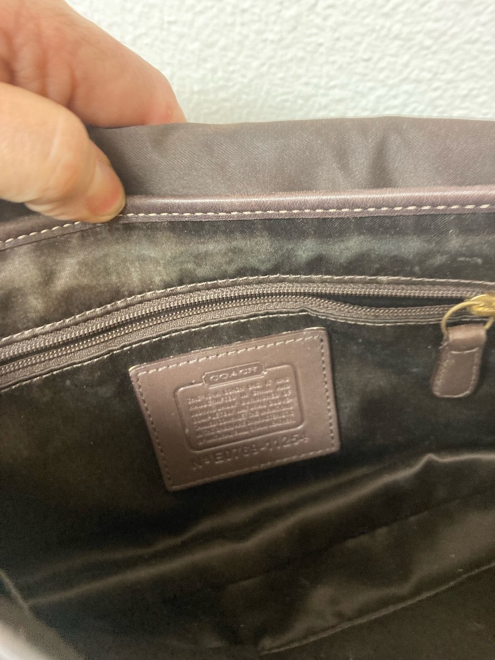 COACH Chocolate Brown/Taupe East West Messenger Leather Bag - Picture 7 of 10